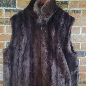 Unique Wm. H. Harris Reversible Faux Suede/Opossum Vest